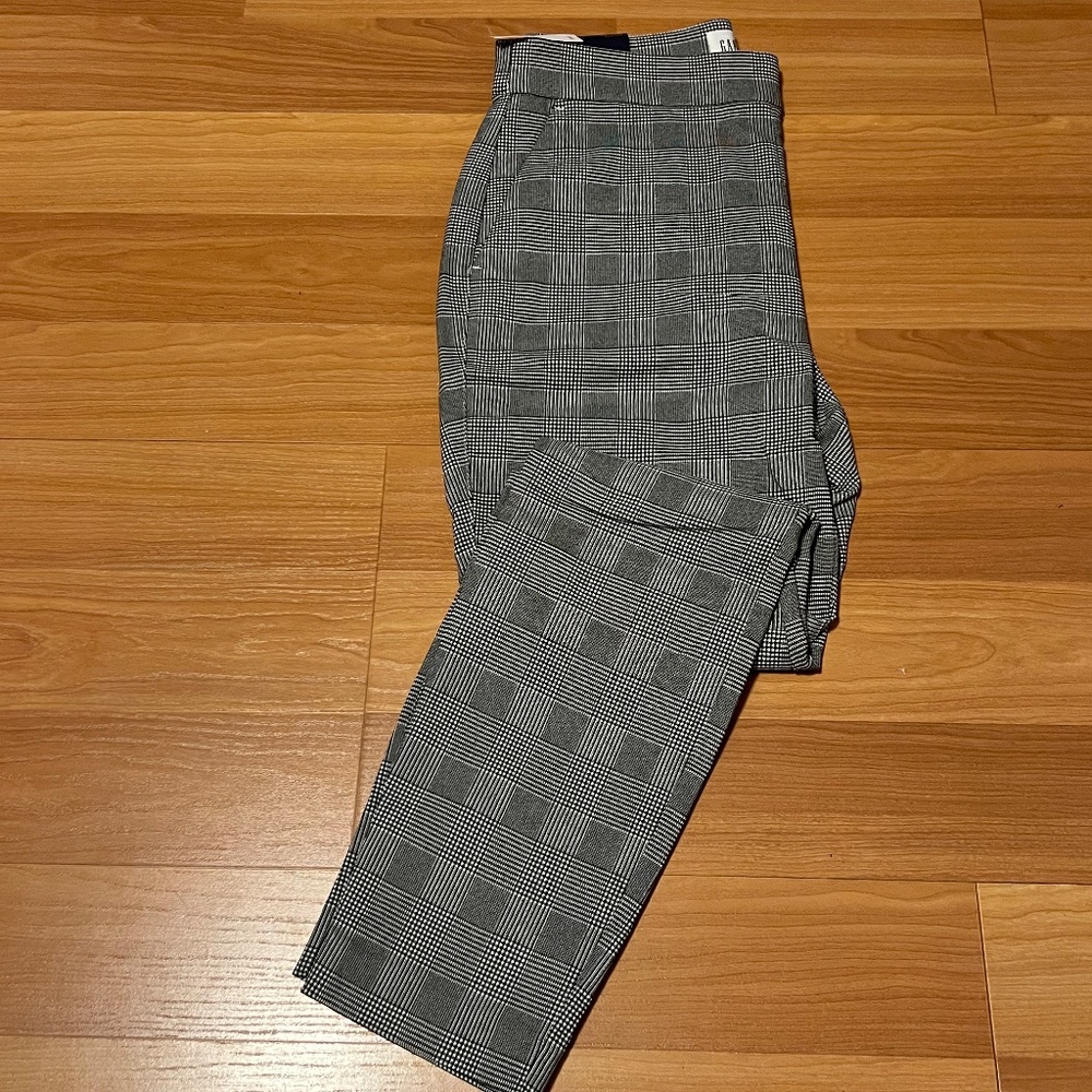 GAP High-Rise Skinny Ankle Pant, Gray Plaid, Size 12